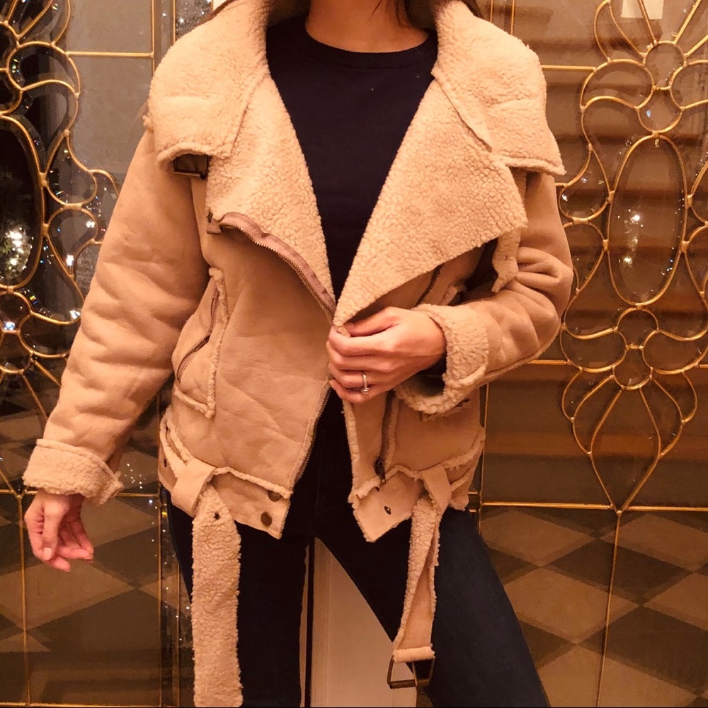 NEW - Faux Suede Belted Pocket Coat - Light Khaki - Picture 5 of 8